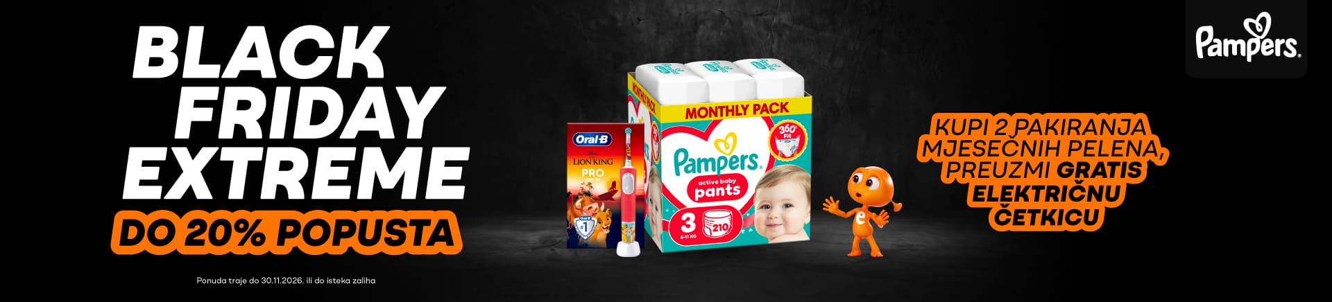 Pampers pelene uz gratis Oral B cetkicu