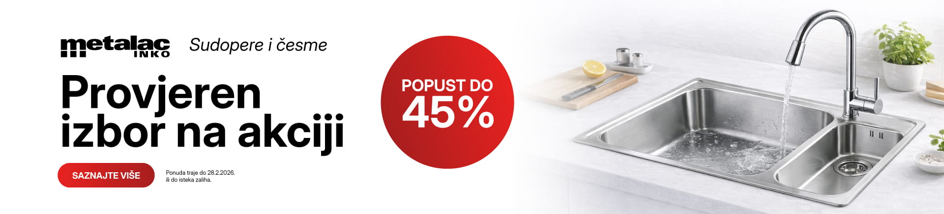 Metalac sudopere i česme na akciji do 45%