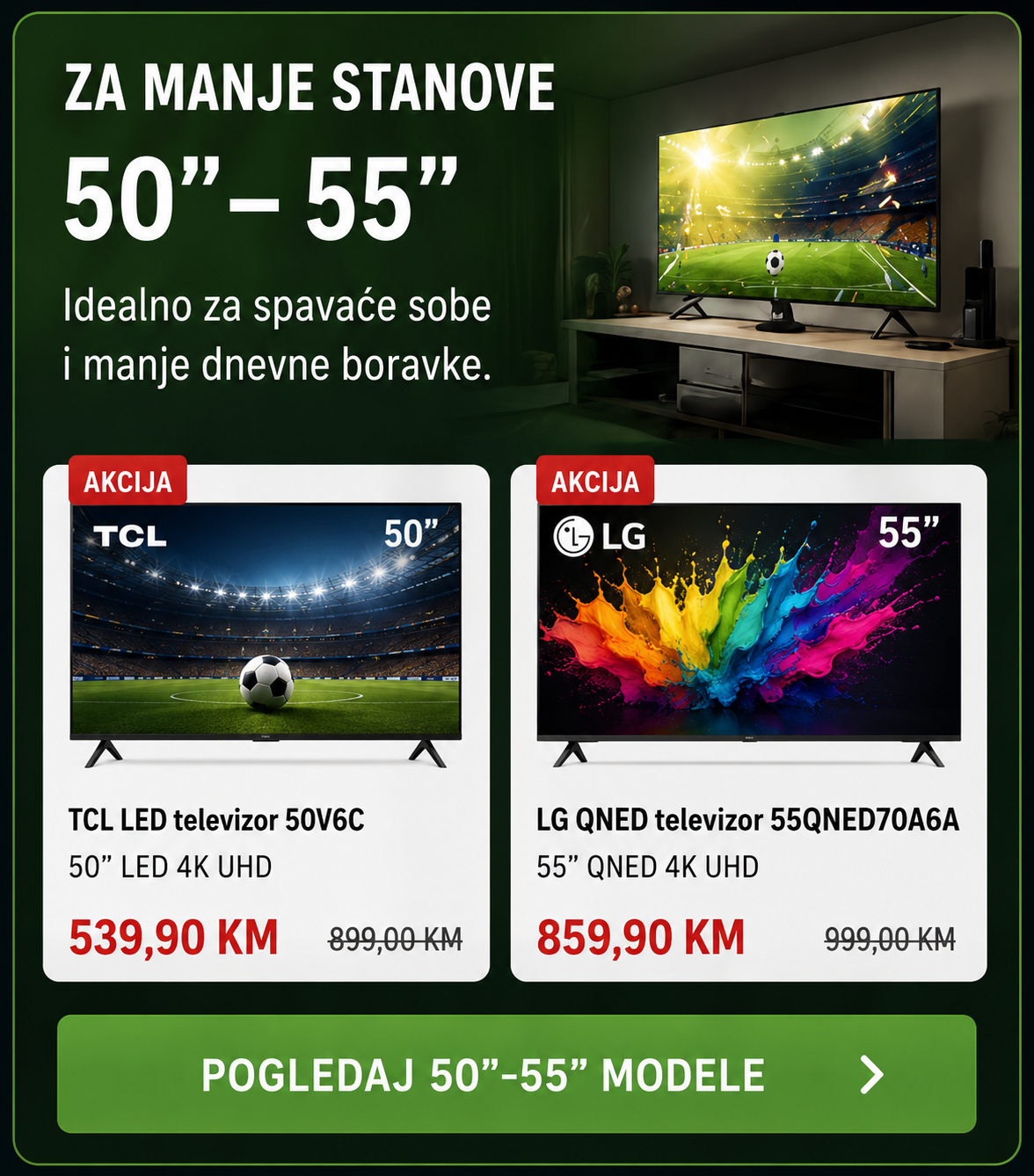 50 do 55 inča televizori za manje stanove