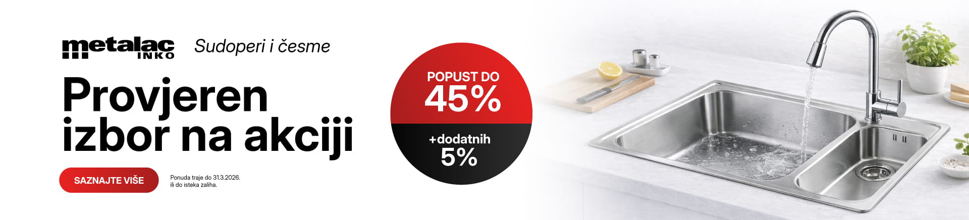 Metalac sudopere i česme na akciji do 45%