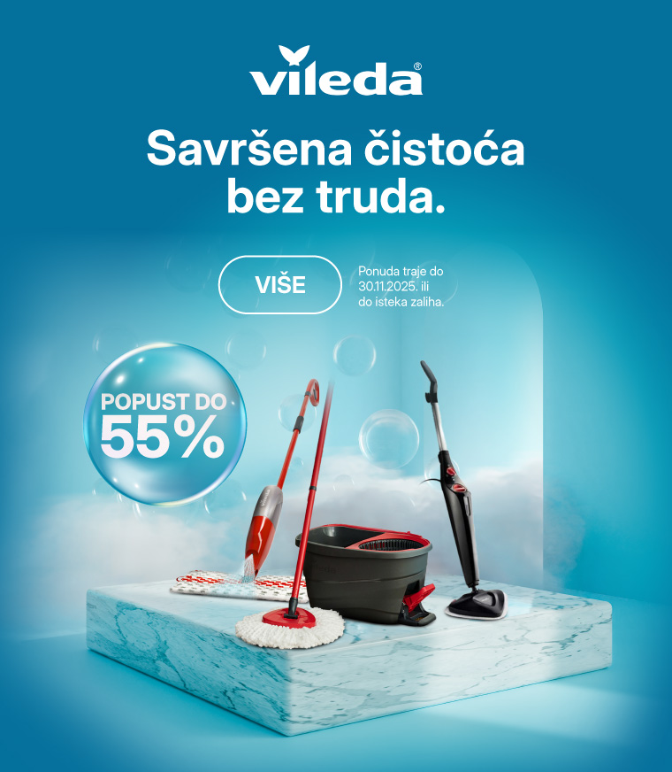 Vileda mopovi, parni čistači, daske za peglanje i sušila – ušteda do 58% na kvalitetne proizvode za čišćenje doma