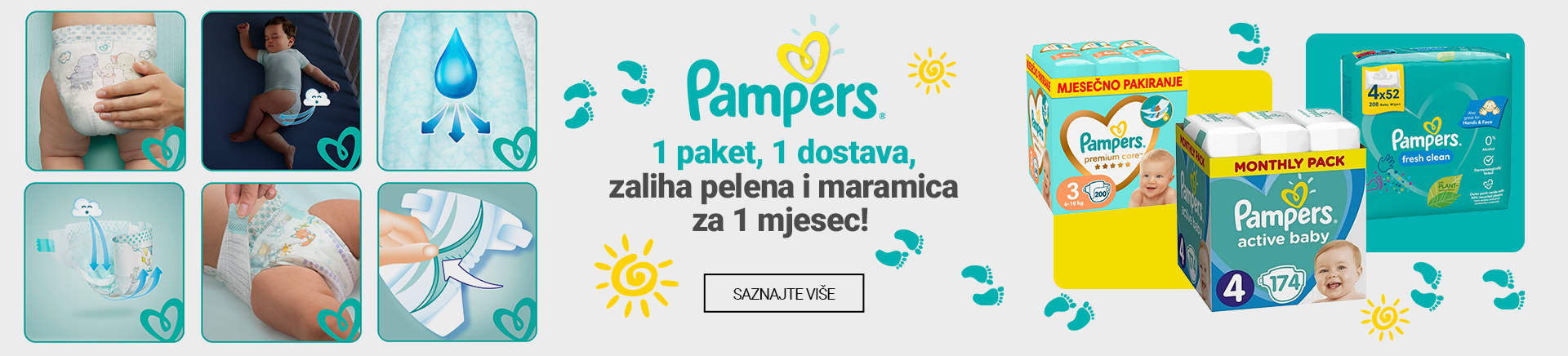 Pampers mjesečno pakovanje pelena + poklon