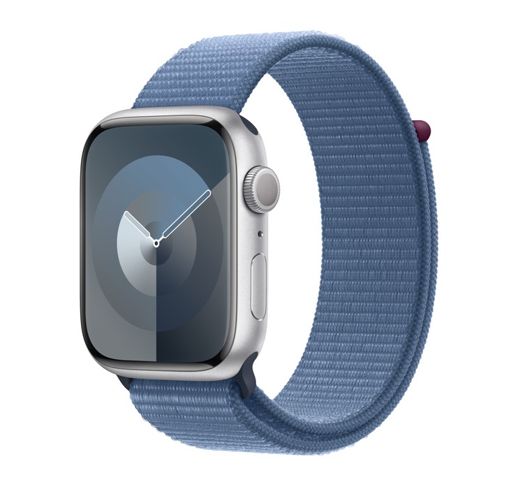 Apple Watch S9 GPS, 45mm, Silver Aluminium Case, Winter Blue Sport Loop