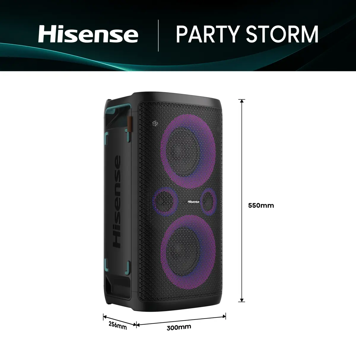 Hisense PARTY ROCKER STORM, 300W, 15h baterija, Wirelles charger phone, Light effect, Bluetooth 5.0, IPX4 vodootporan, Karaoke model
