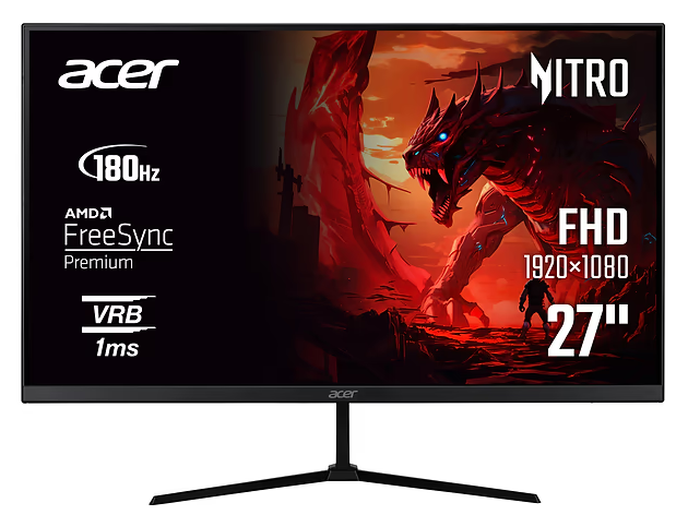 ACER Gaming monitor Nitro QG0 UM.HQ0EE.304, 27, FullHD, VA, AMD FreeSync Premium, HDR10, HDMI, DP, 180Hz, 1ms