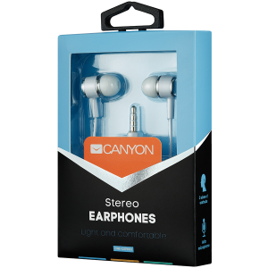 Stereo earphones with microphone, White