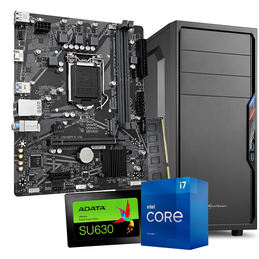 PC računar BUSINESS 3 Intel Core i7 11700 2,5 GHz, MB H510, 480GB SSD, 8GB RAM DDR4, Kućište Sharkoon gaming, VS4-V, WIN 11 PRO