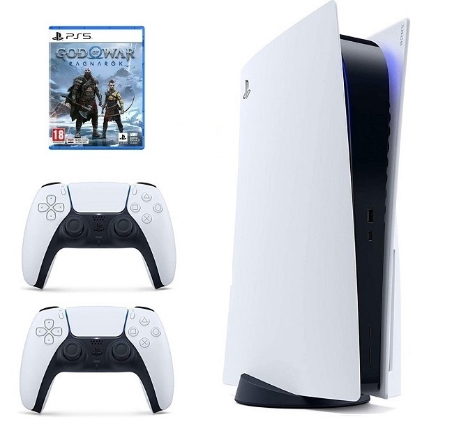 PlayStation 5 C chassis + God of War: Ragnarok VCH PS5 + Dodatni PS5 Dualsense Wireless Controller