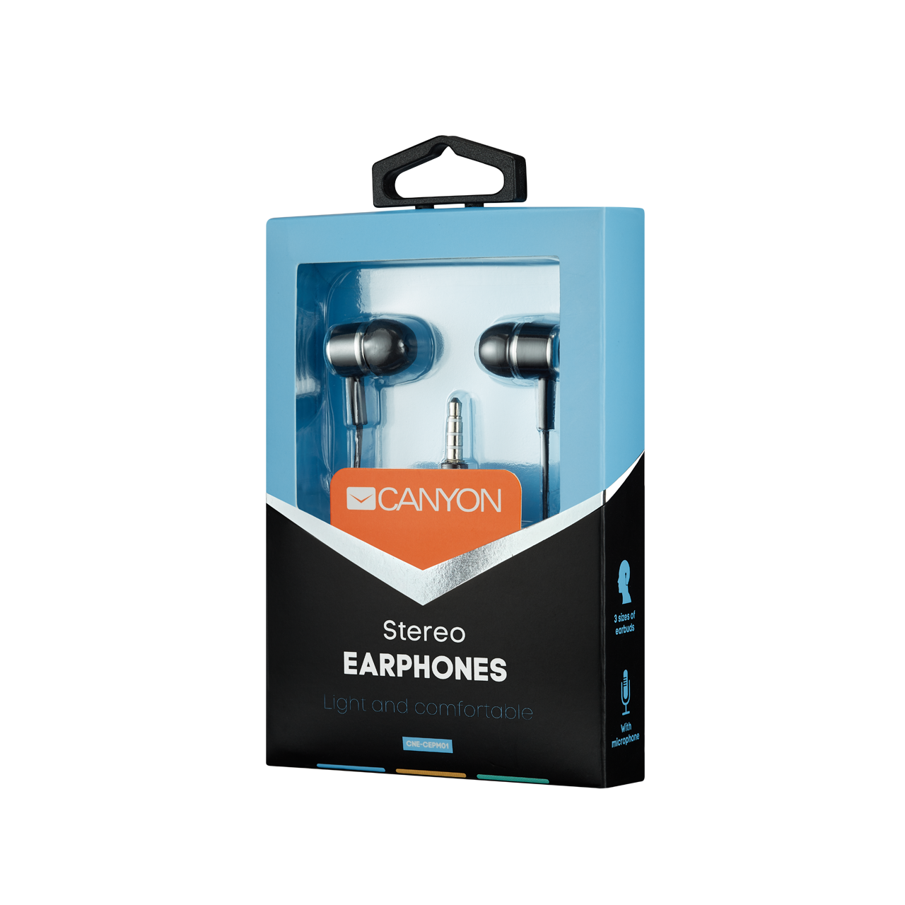 Stereo earphones with microphone, Black