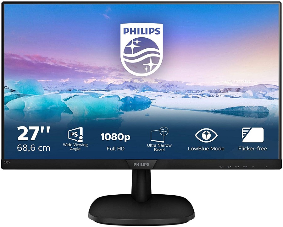 PHILIPS monitor 273V7QJAB/00, FULL HD 1920x1080, 27 IPS, 250 cd/m2, VGA, HDMI, DP, 75Hz, 5ms