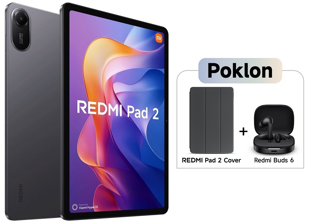 Xiaomi Redmi Pad 2 11" 2.5K 90Hz, 8GB/256GB, Gray, tablet + POKLON Redmi Pad 2 zaštita i Redmi Buds 6 slušalice